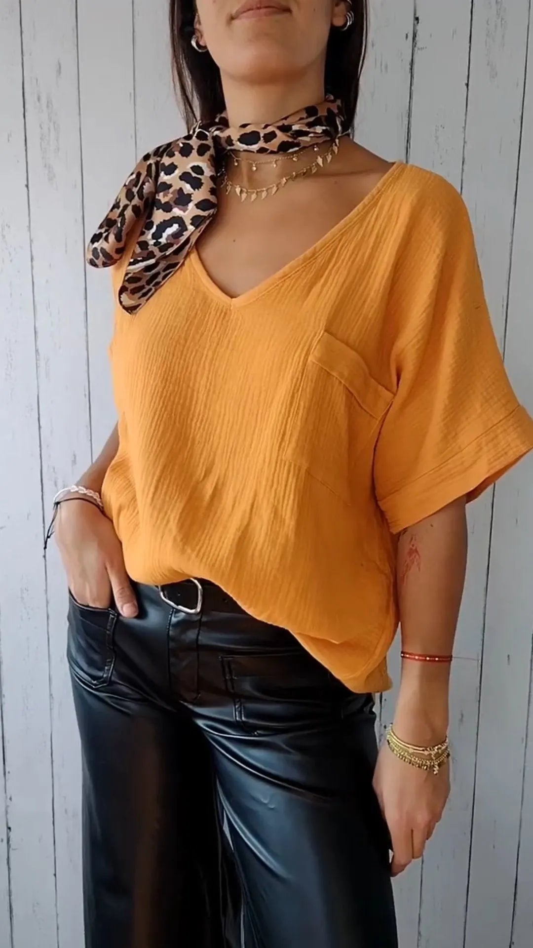 Solid Color V-neck Loose T-shirt👕Buy 2 Free Shipping