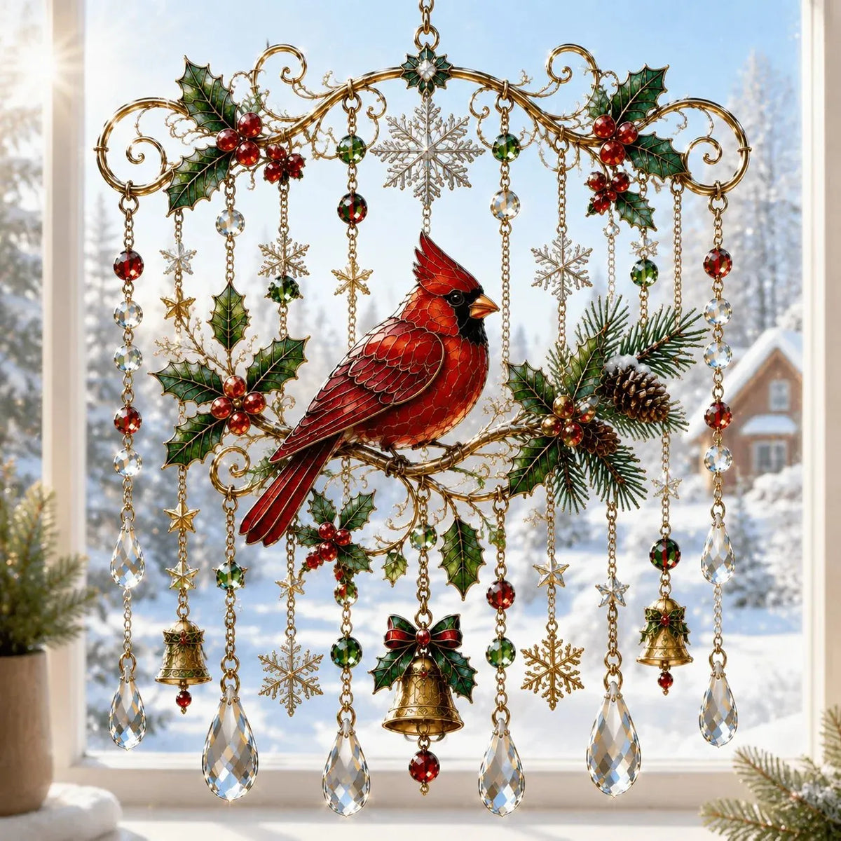 🔥HOT SALE🔥 49% OFF - 🦌🎄Handmade Christmas Stained Glass Window Hanging | ✨Bring Christmas Magic Home