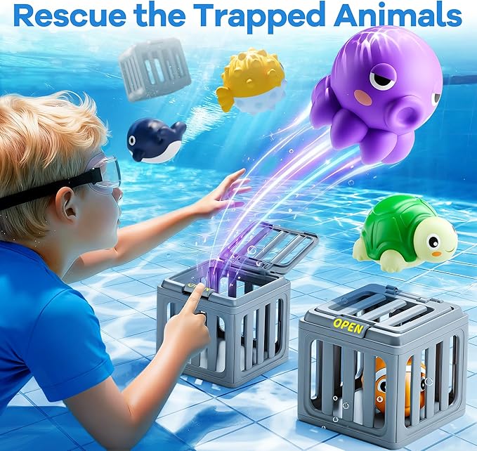 🏊‍♂️ Kids Pool Diving Toys – Swim & Dive Game with Fish Box & Floating Animals 🐟🐠, Toddler Bath Play Set, Outdoor Beach Lake Summer Party Gift 🎁🌞