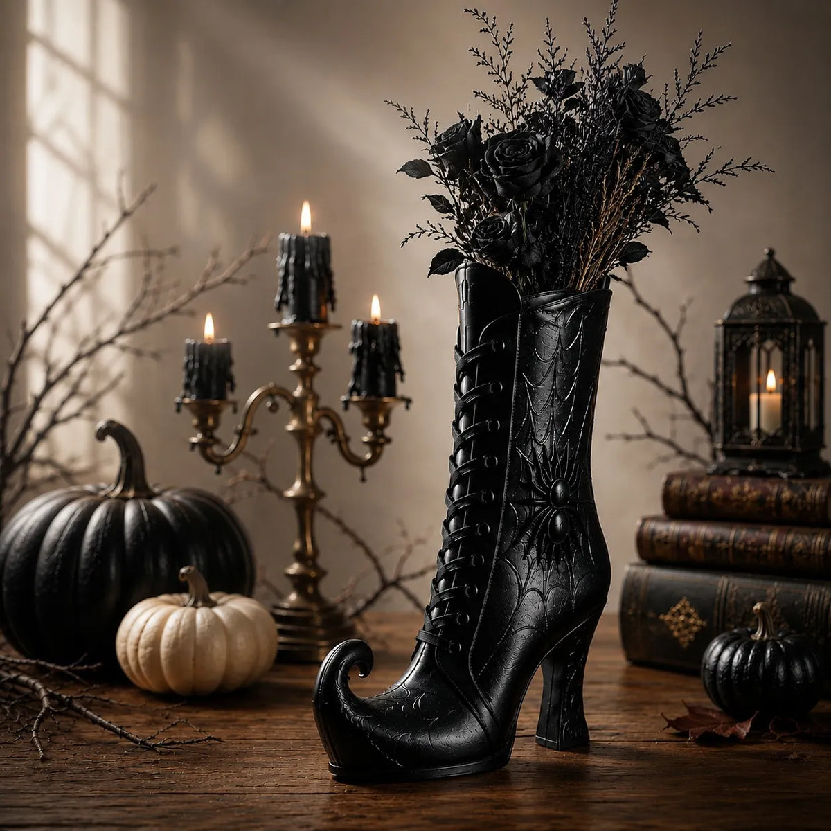 Printed Witch Boot Vase – Spooky Elegance for Your Halloween Display 🕷️🥾✨