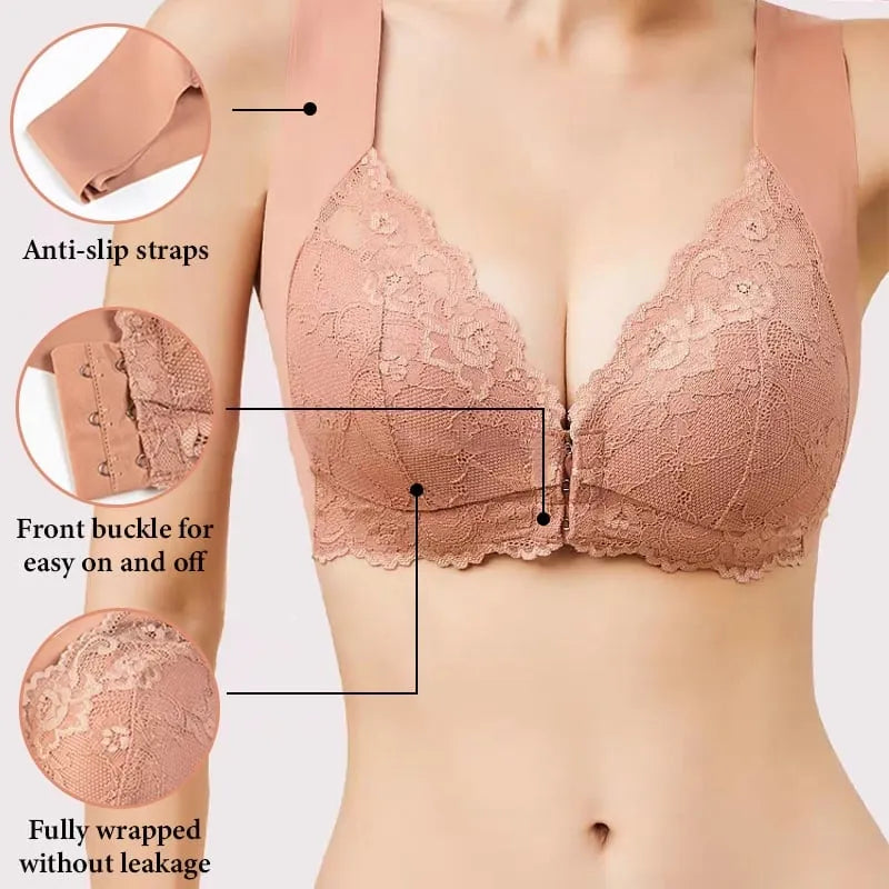 Front Closure Wireless Push Up Bra