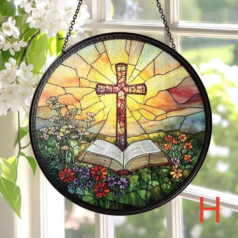 🔥Last Day 50% Off--Cross And Wild Flower Suncatcher Ornament