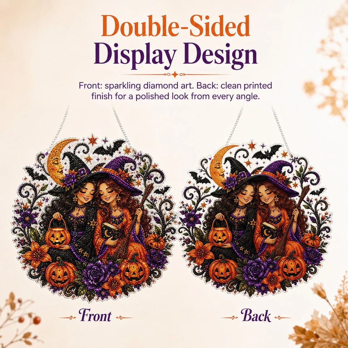🔥Last Day 49% OFF - 🧙‍♀️🎃Halloween Witch Friendship Diamond Art Window Suncatcher