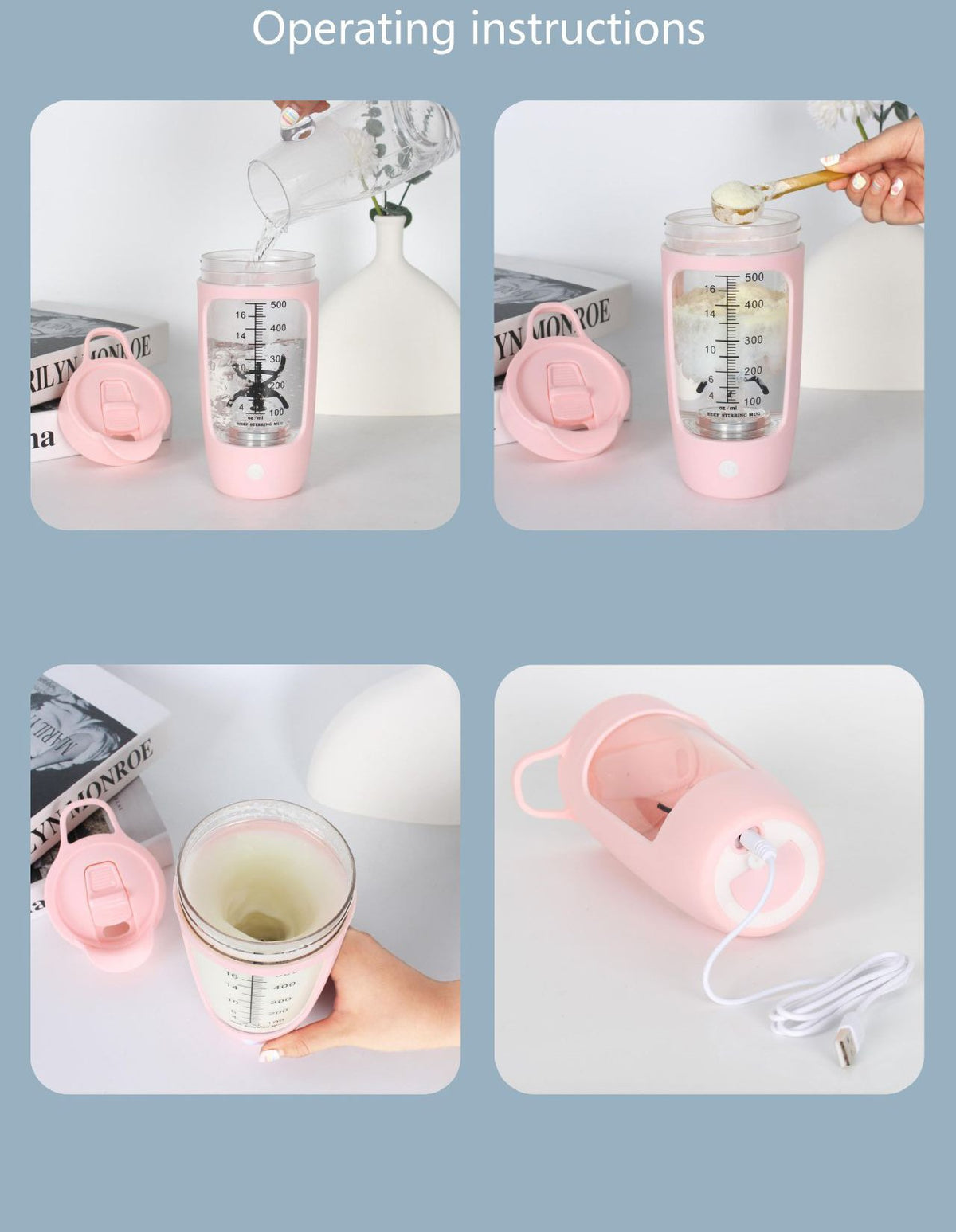 600ml USB Charging Self Stirring Water Bottle Automatic Mixing Mug for Coffee Milk Mixing Water Bottle Cup Drinkware Smart Cup