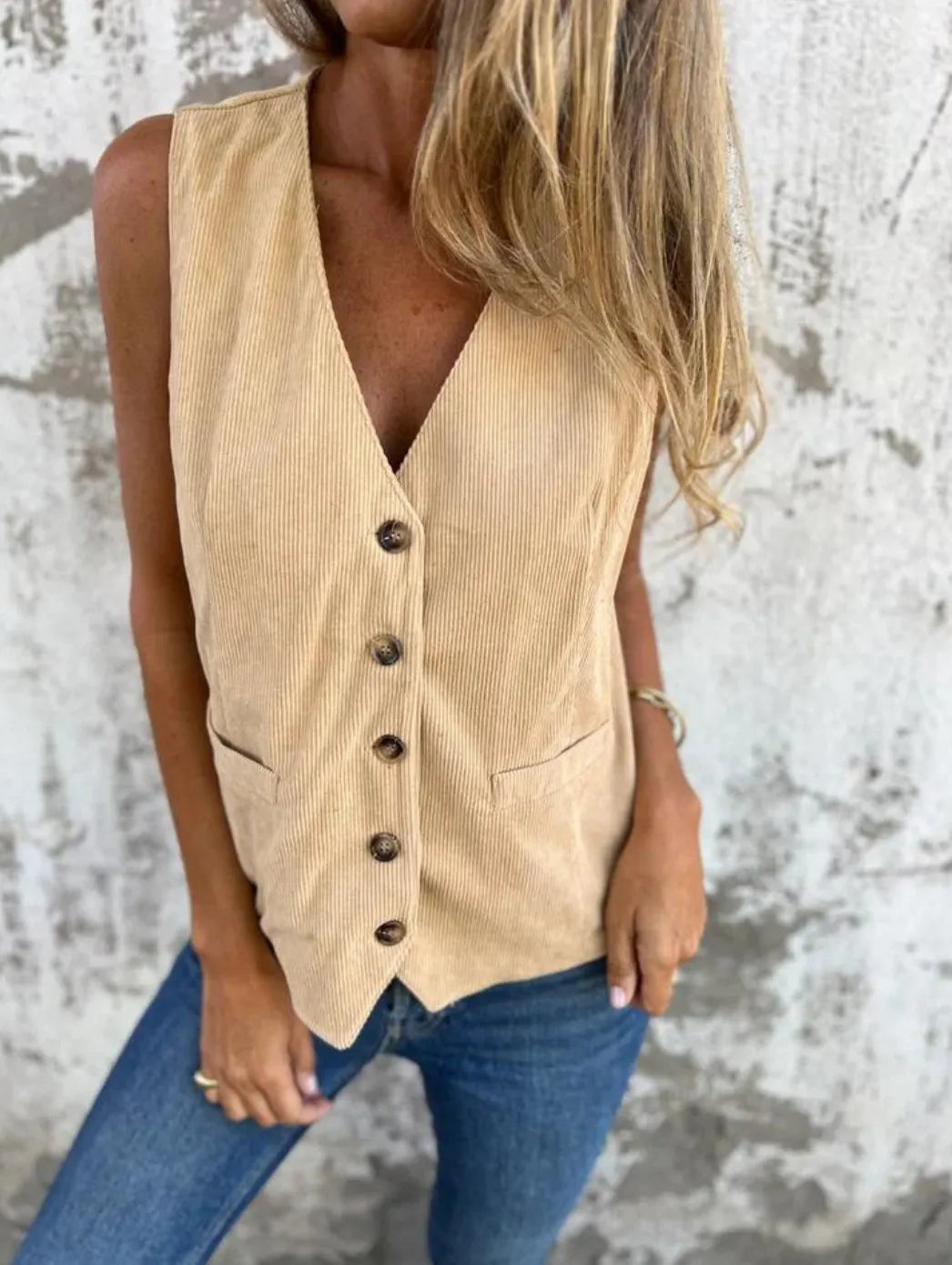 Casual Vest with Stylish Lines & Button Closure (Buy 2 Free Shipping)