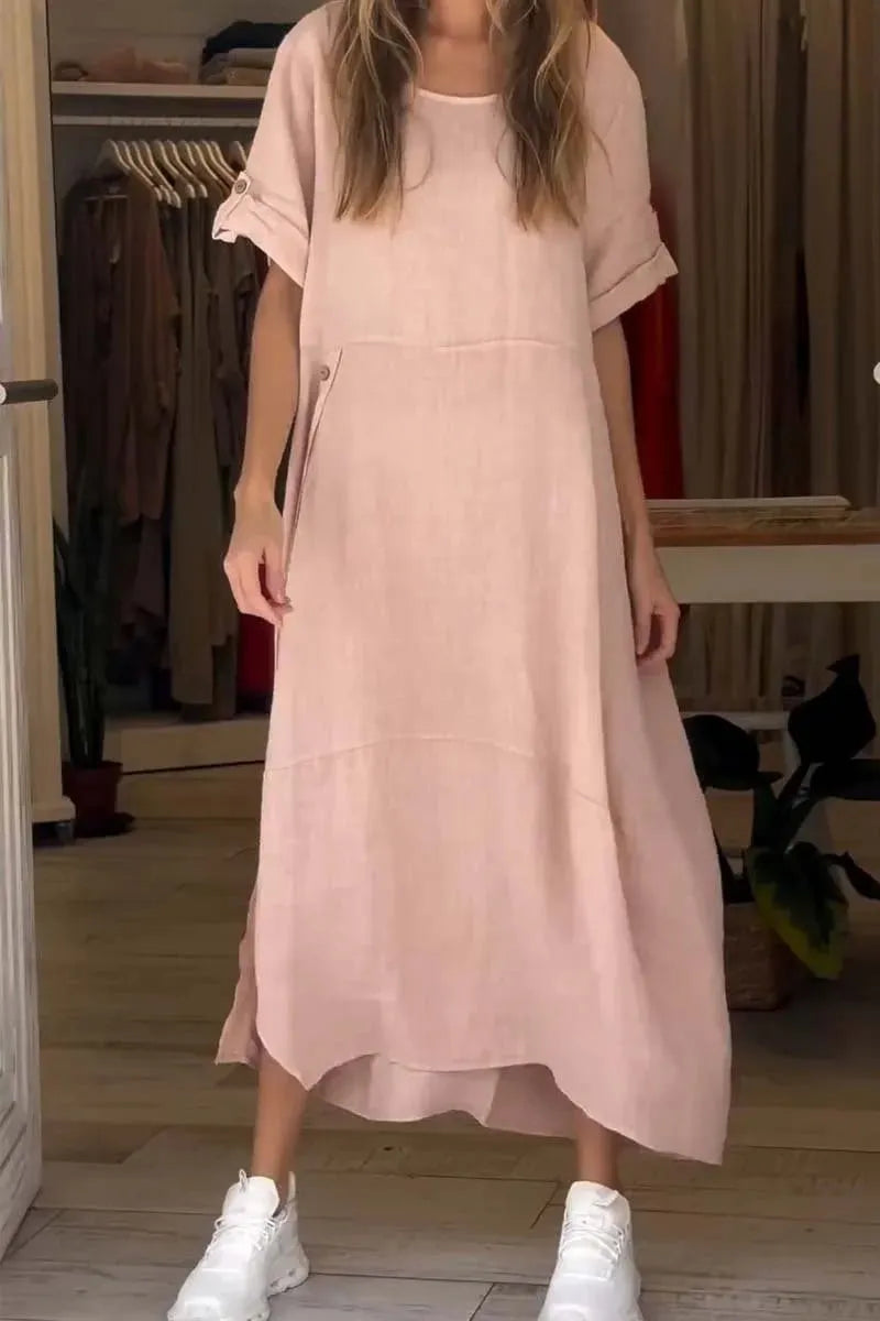 Cotton and linen loose long dress