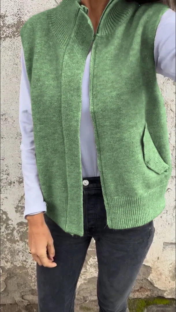 Women's Sweater Vest with Zipper and Pockets (Buy 2 Free Shipping)