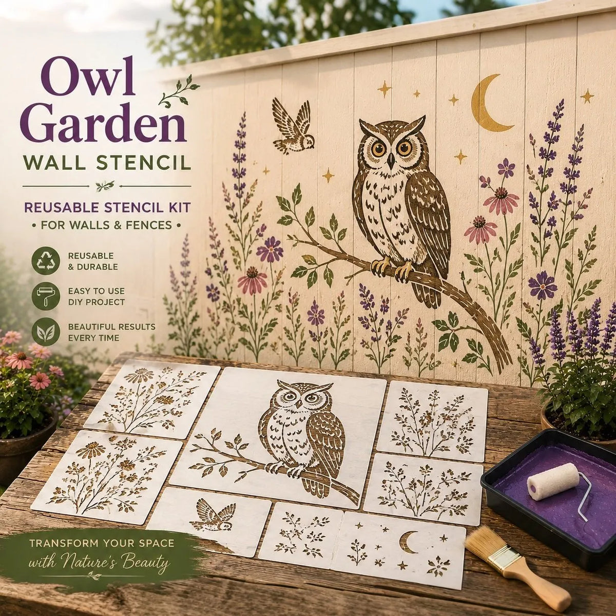 🔥HOT SALE🔥Last Day 50% OFF - 🌿Garden Bloom Wall Stencil Kit | DIY Garden Painting Templates for Every Space