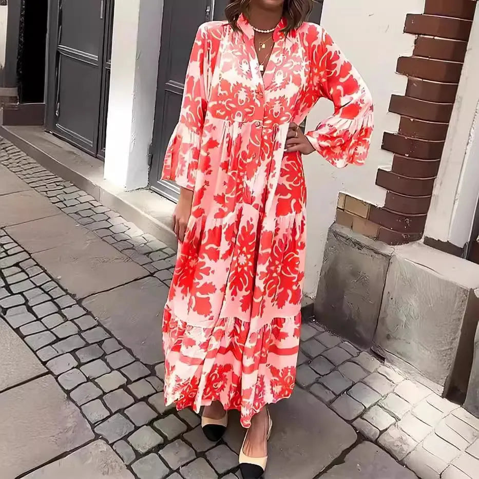 🌸 Seasonal Dress 49% OFF 🌸 Maxi Dress with Bohemian Print