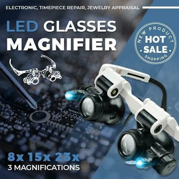 Upgrade LED Glasses Magnifier 8x 15x 23x(🔥Hot sale 🔥49% OFF)