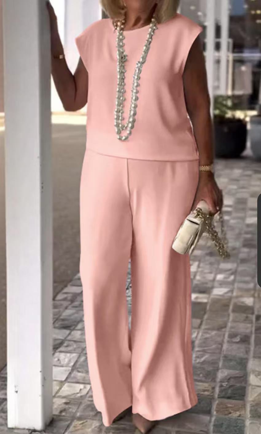 💕Limited Time 48% Off💕Women's Crew Neck Sleeveless Top and Pants Set
