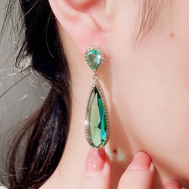 Luxury Large Pear Crystal Drop Earrings