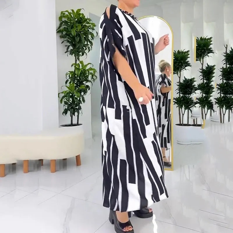 Elegant Black and White Maxi Dress for Women