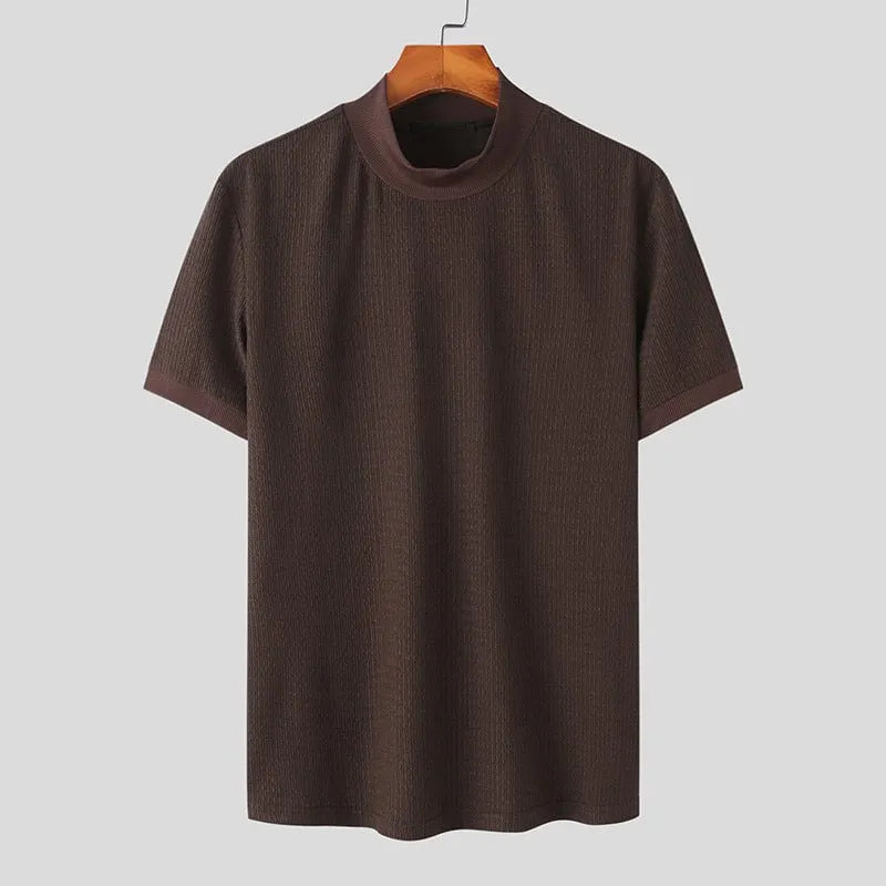 Knit High Neck Solid Color T-Shirt (Buy 2 Free Shipping)