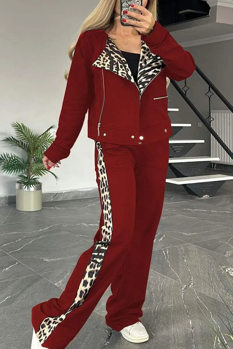 Women's casual leopard print patchwork suit🐆buy 2 sets free shipping
