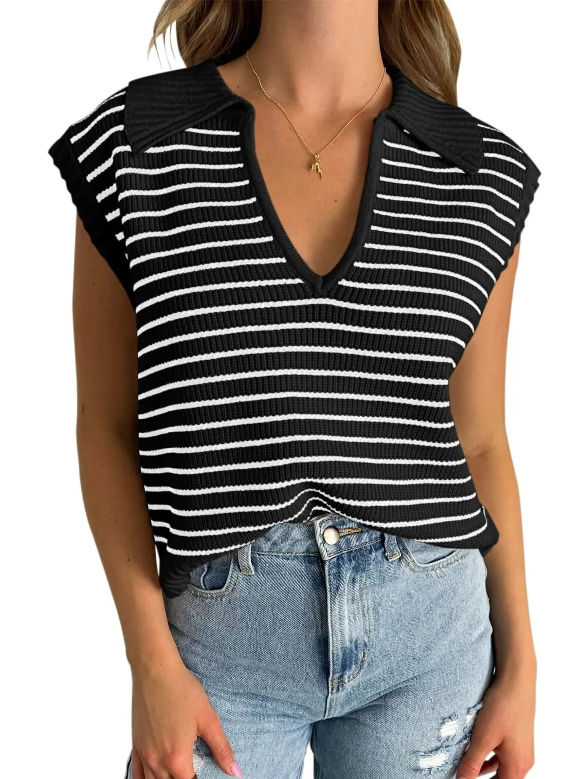 V-Neck Sleeveless knitted top