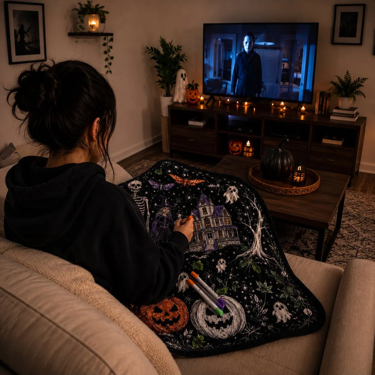 🎉🎃👻Trick Or Trace Halloween Coloring Blanket🎨(📦Buy 2 Free Shipping)