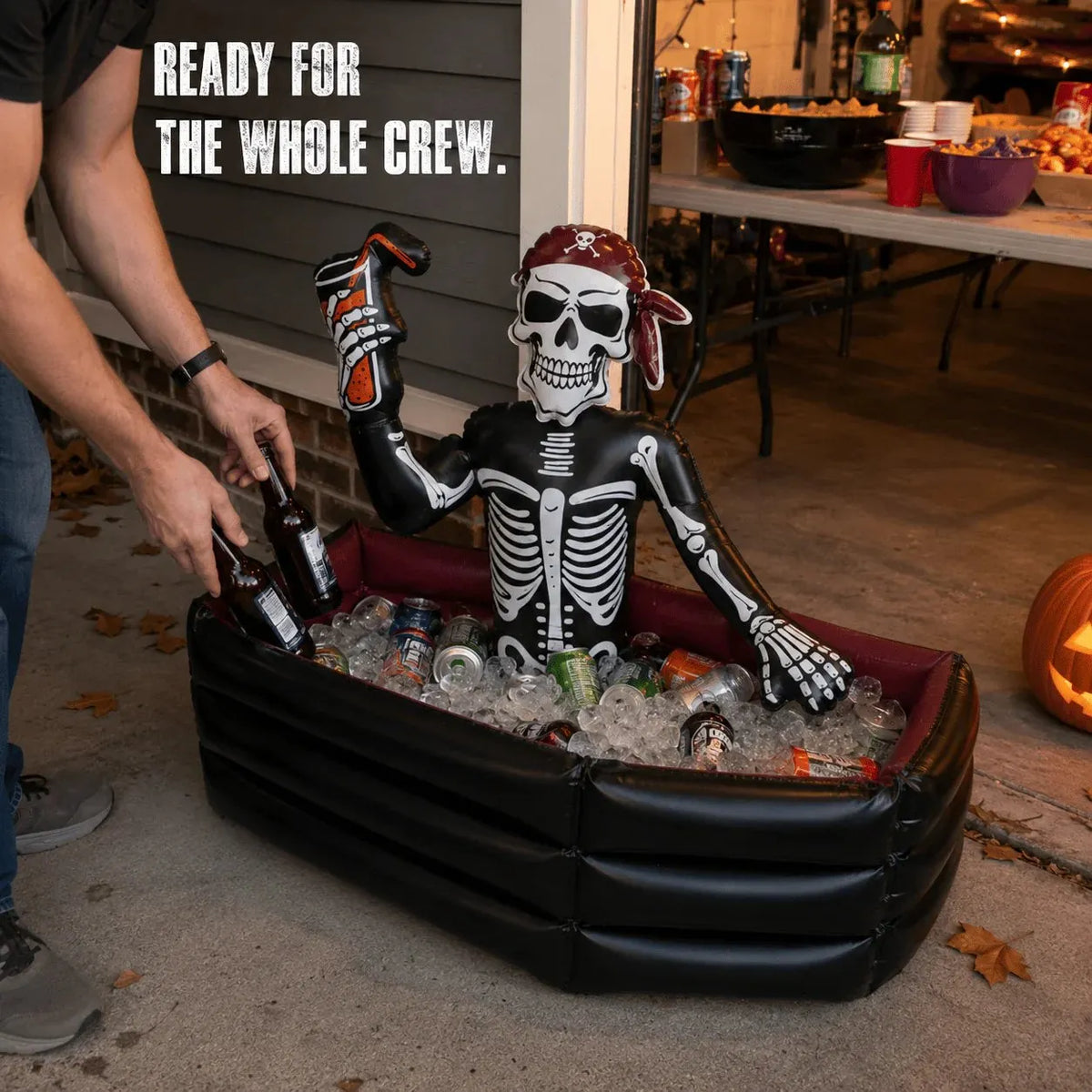 ☠️40-Gallon Inflatable Pirate Skeleton Cooler for Halloween