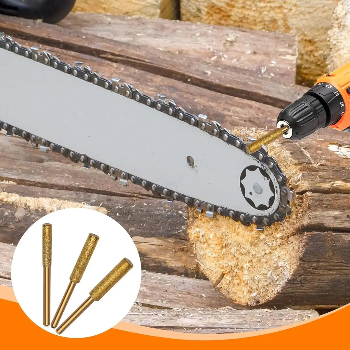 🔥 HOT SALE 🔥Diamond Chainsaw Sharpener,3 Sizes 4mm/4.8mm/5.5mm,Polishing Grinding Tool for Electric Chainsaw & Stone Carvings