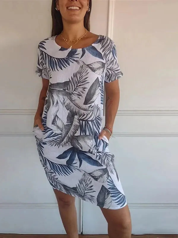 🌸🌸 Casual Printed Dress with Pockets