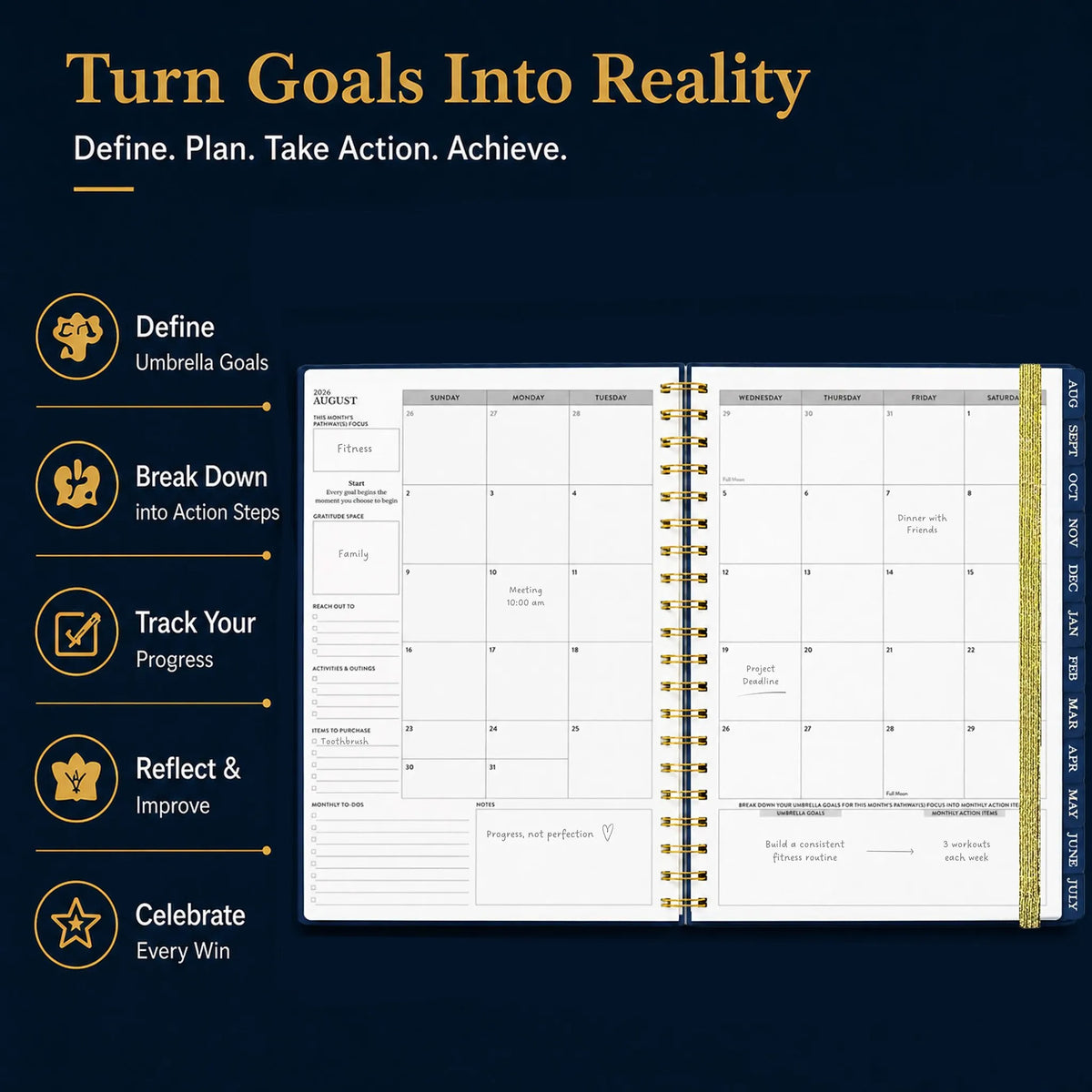 🔥Last Day 49% OFF - 🌌 2026-2027 Midnight Galaxy Mid-Year Spiral Bound Planner