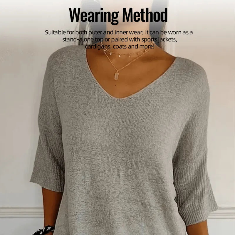 🔥Spring Sale 49% OFF - Solid V-neck knitted top