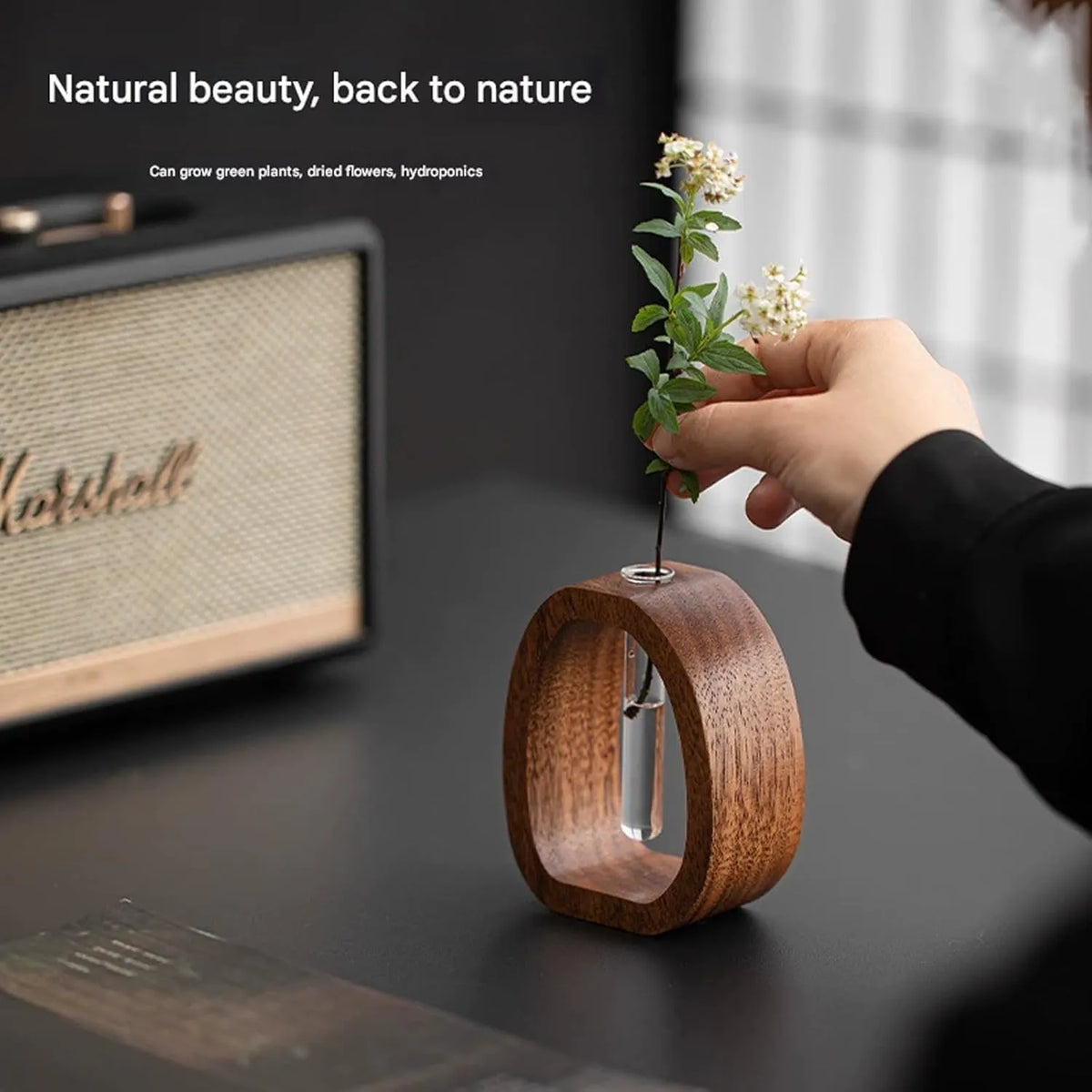 Solid Wood Glass Vase