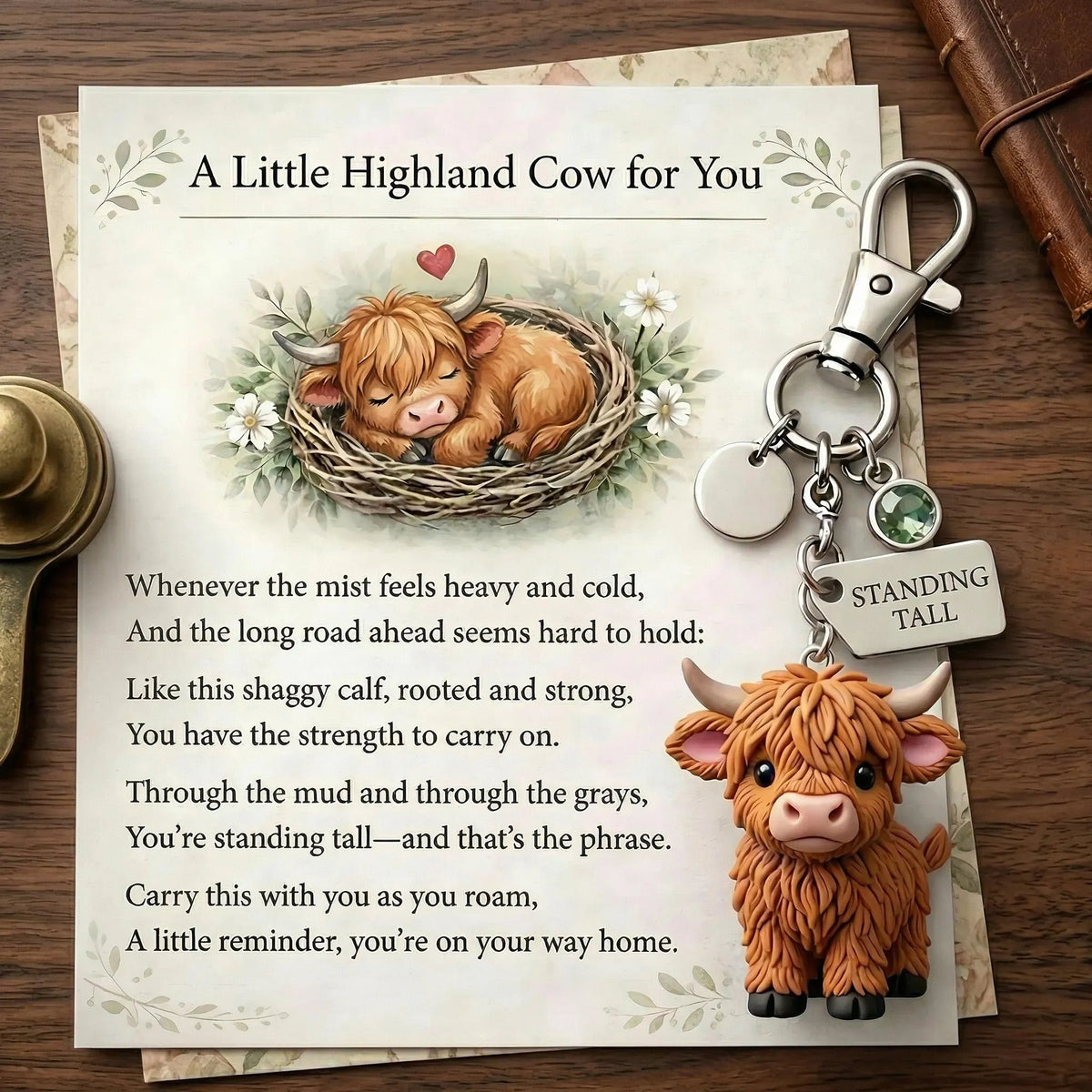 🔥 HOT SALE 🔥🐮A Little Highland Cow For You Keychain: Your Daily Reminder of Quiet Strength