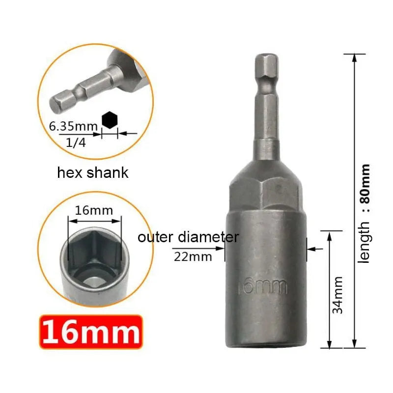 Extra Deep Hex Bit Socket Bolt Nut Driver Bit Set
