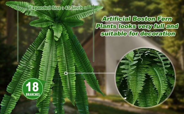 UV-Resistant Lifelike Artificial Boston Fern