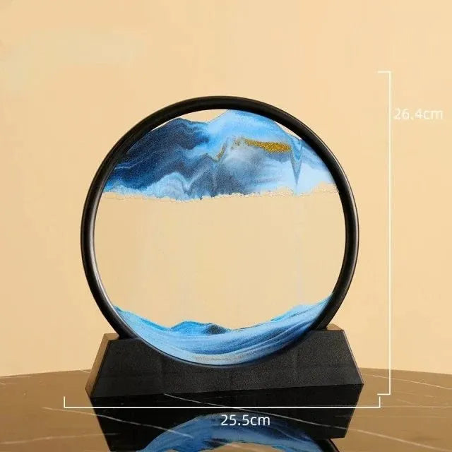 Moving Sand Art Picture Round Glass 3D