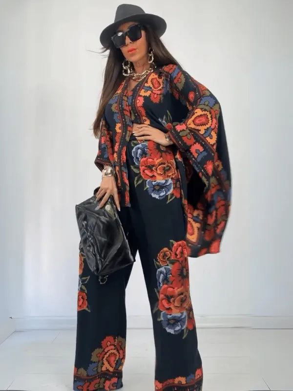 Women's Printed Set Two Piece Suit Set