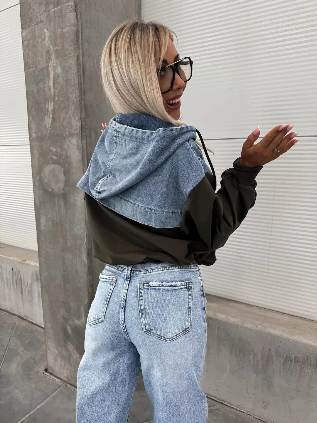 Women's Hooded Denim Patchwork Sweatshirt🍂Buy 2 Free Shipping