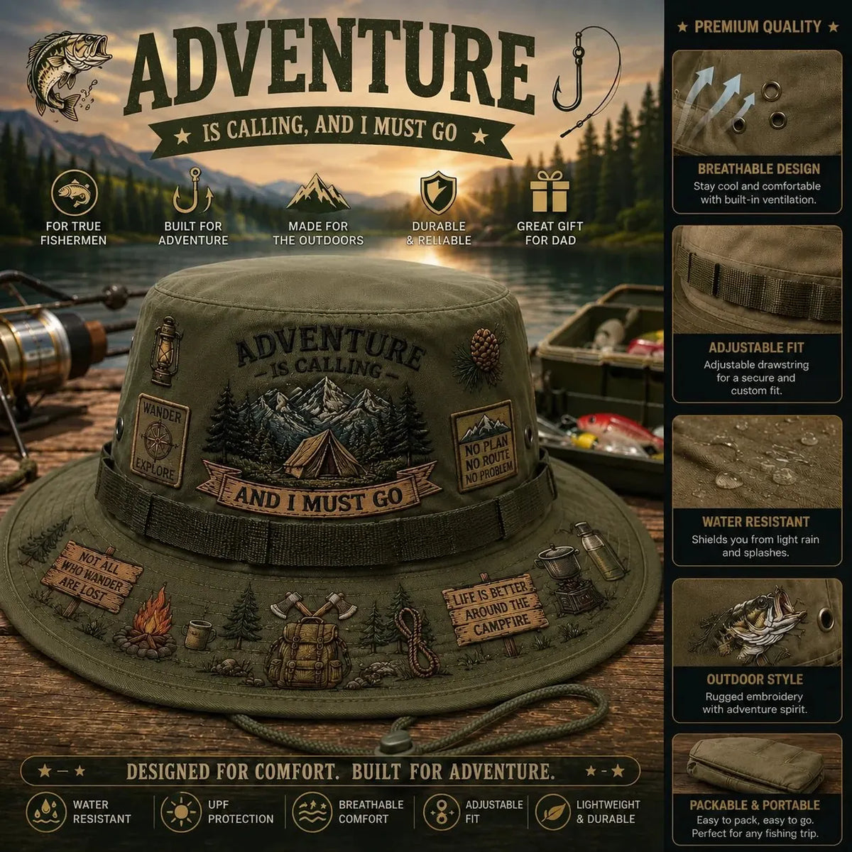 🇺🇸 Last Day Promo: 49% OFF🌲Adventure Is a Way of Life Boonie Hat