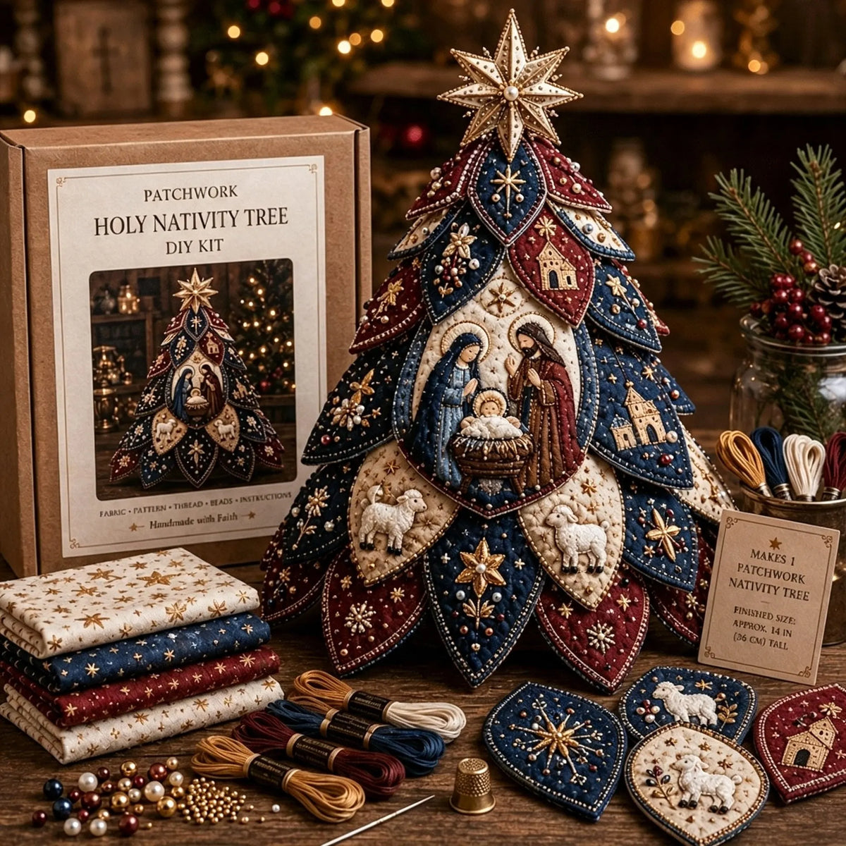 🔥LAST DAY 49% OFF - ✝️Religious-Themed Beaded & Quilted Christmas Tree DIY Kit(📦Buy 2 Free Shipping)