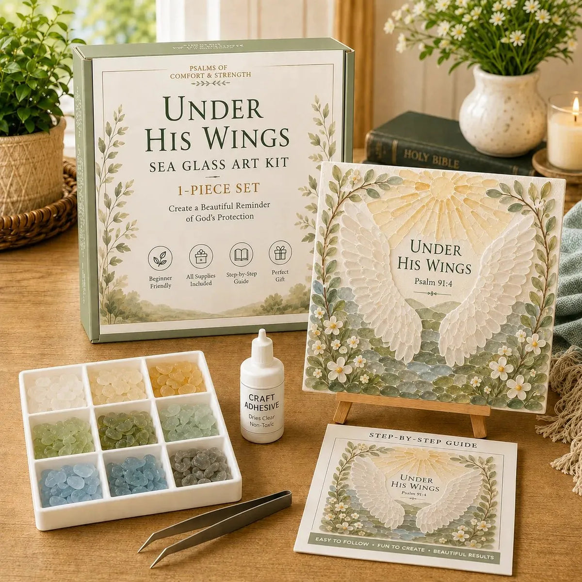 💥🏆 Psalms of Comfort & Strength Sea Glass Art Kit✝️