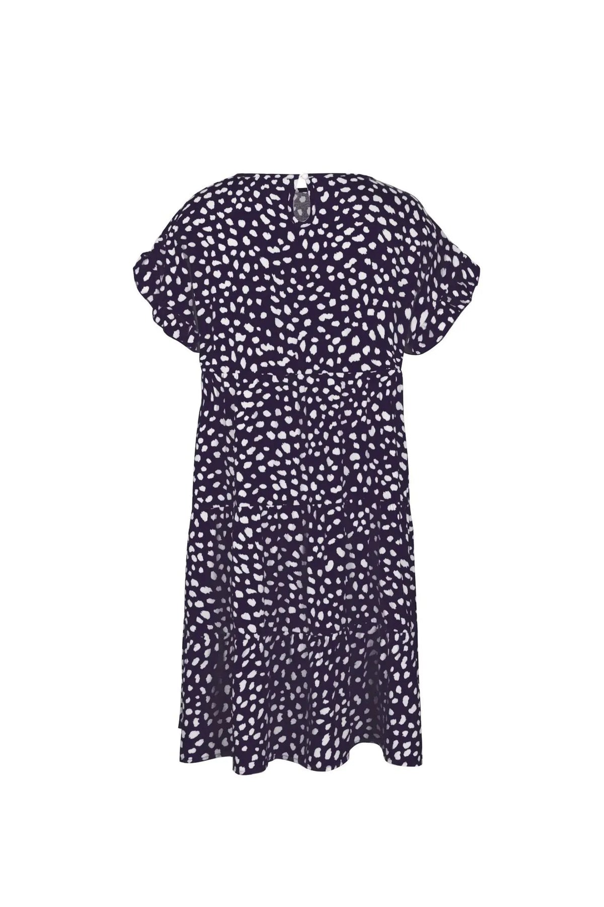 Round neck polka dot print midi dress