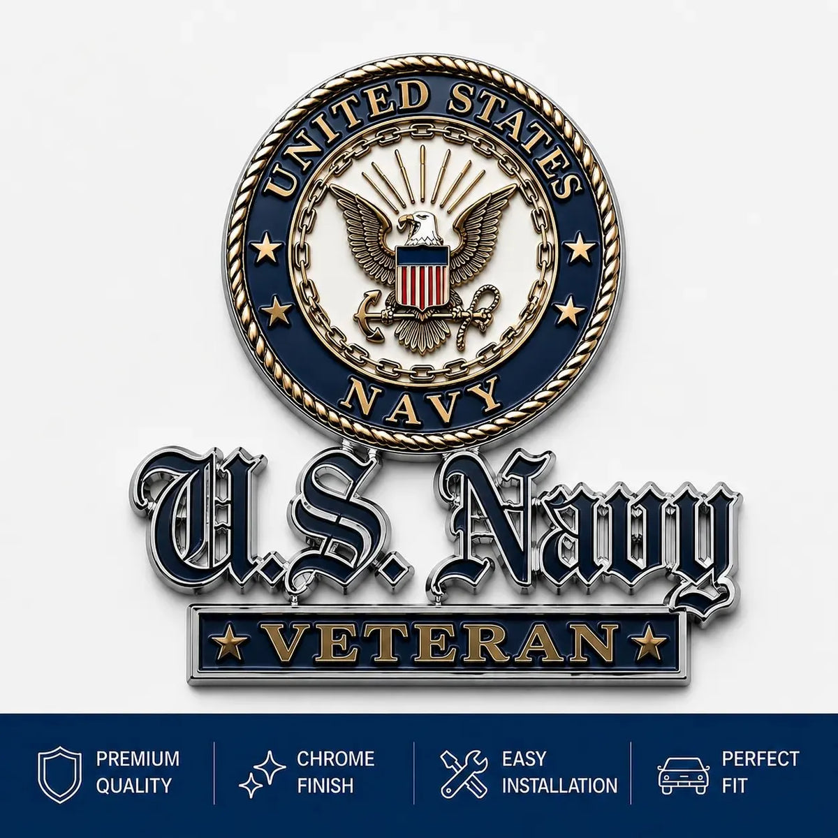 🛡️ U.S. Veterans Premium Auto Emblem – Honor Your Service