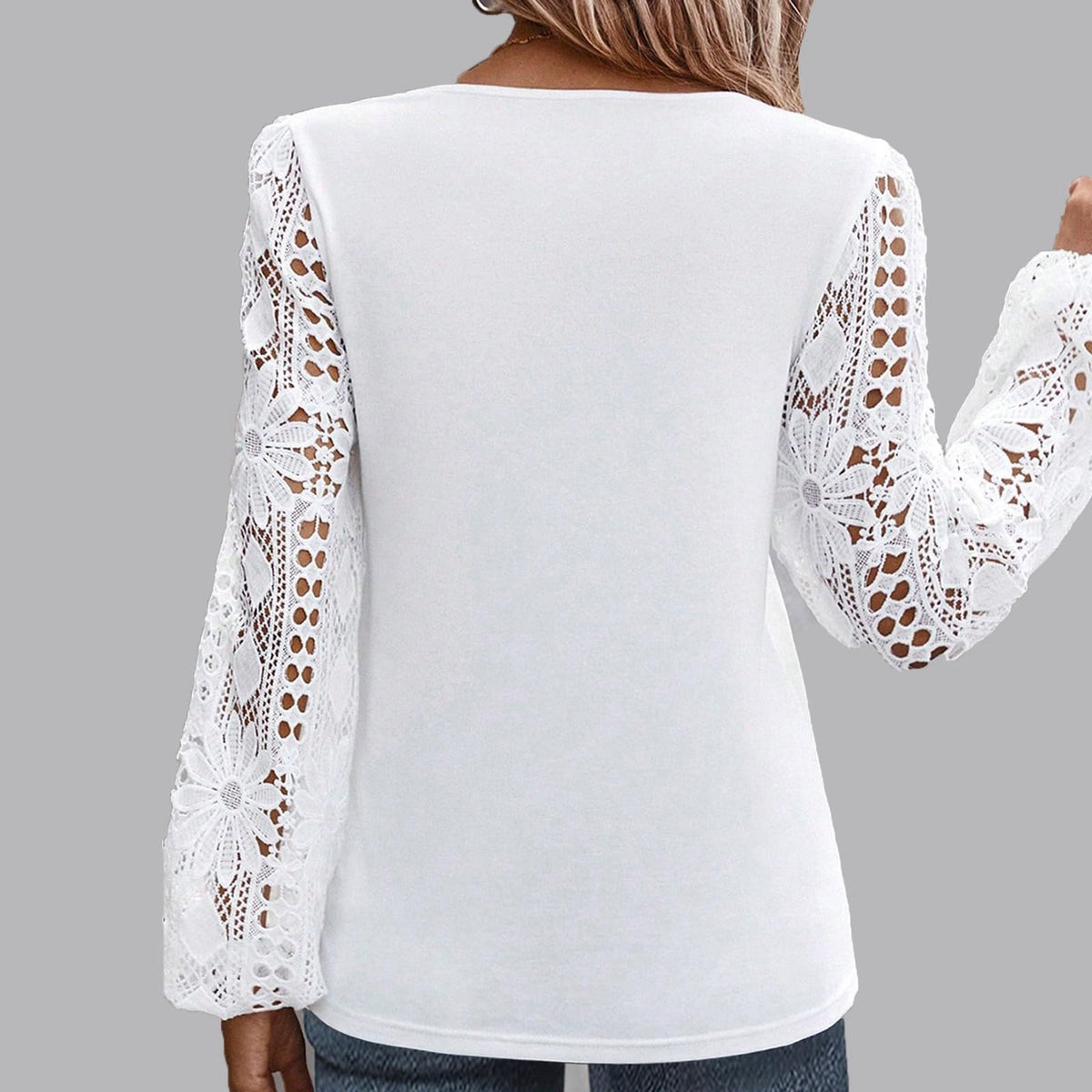 Lace Sleeve Patchwork Top (Buy 2 Free Shipping)
