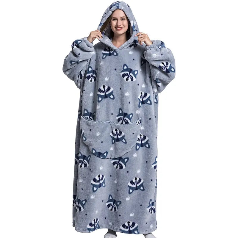 Cute Cartoon Print Hoodie Blanket