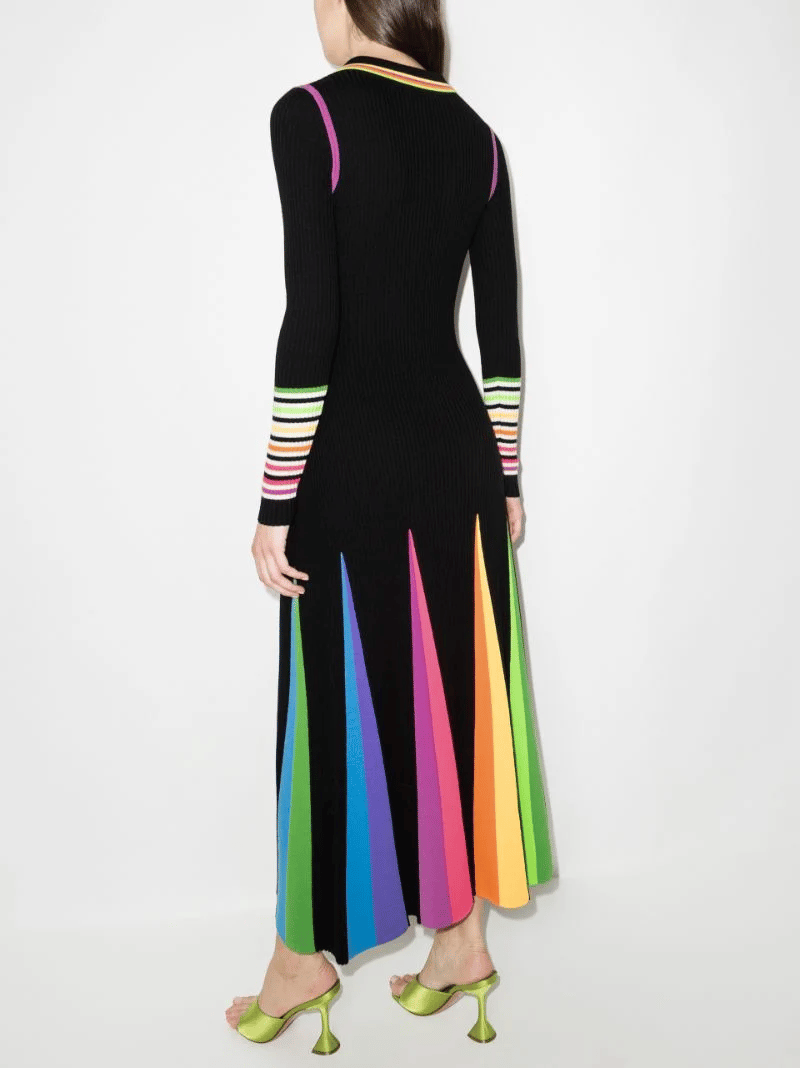 Rainbow Skirt Polo Midi Dress