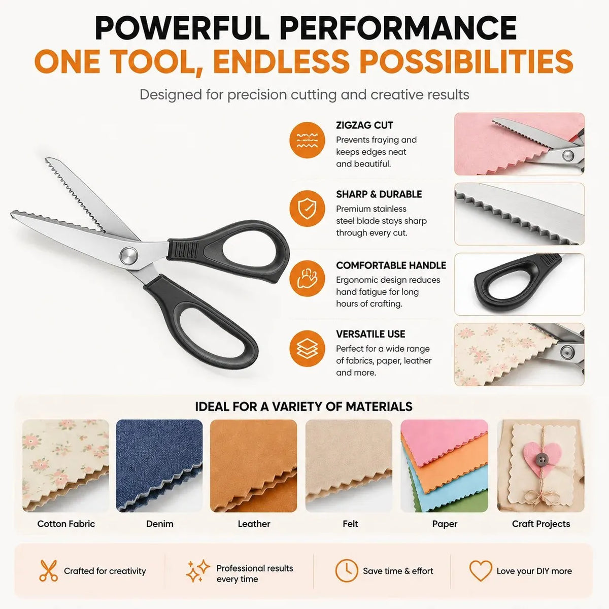 🎉✂️ Professional Pinking Shears – Stainless Steel Zigzag Fabric Cutting Scissors