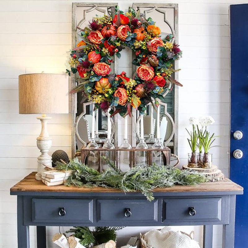 💖Fall Peony And Pumpkin Wreath - Year Round Wreath