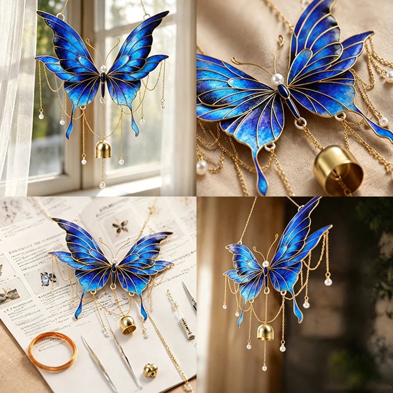 🎉49% OFF - 🦋DIY Filigree Cloisonne Enamel Butterfly Wind Chime Craft Kit