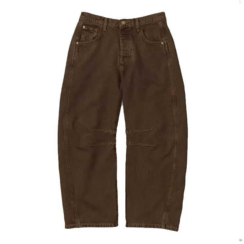 Women's Fashion Mid-Rise Barrel Jeans