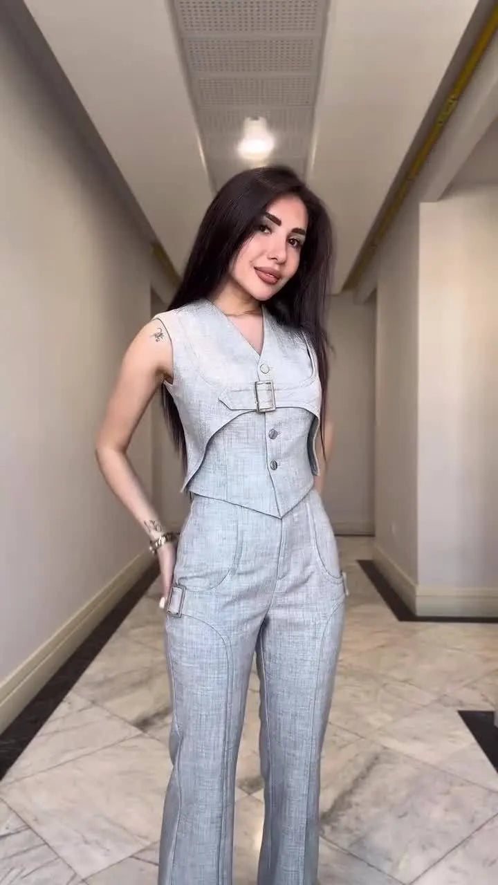 Women's V-neck Casual Suit