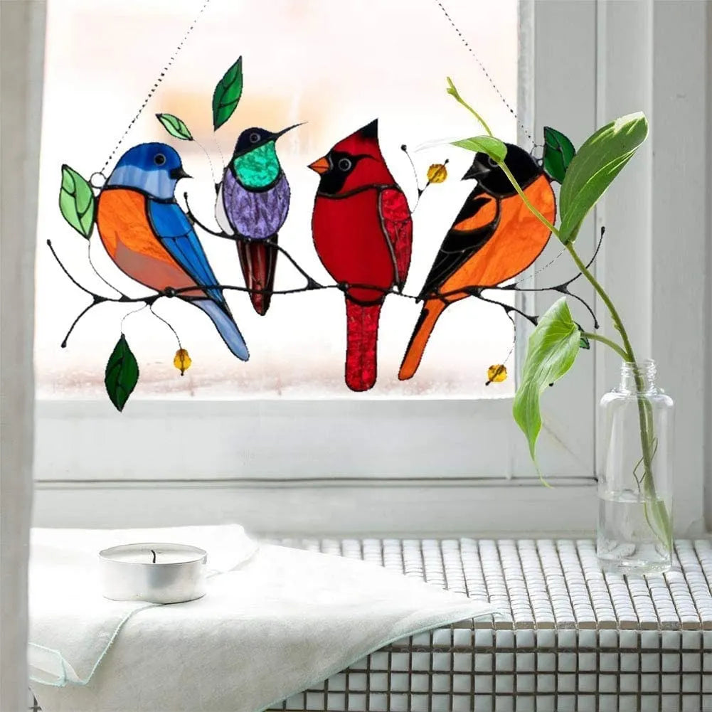 Birds Stained Glass Window Hangings - Mothers Day Gift