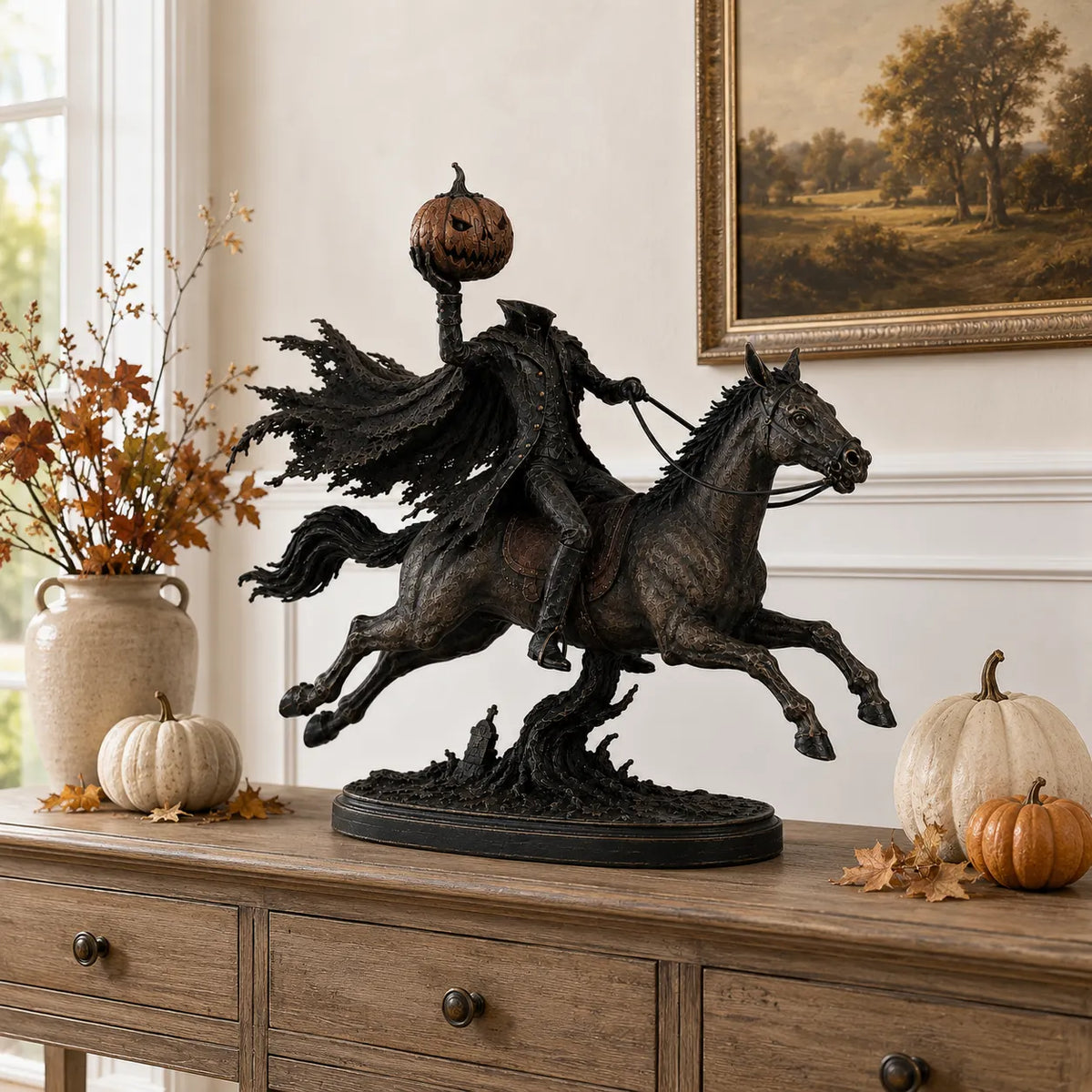 Lighted Headless Horseman Statue