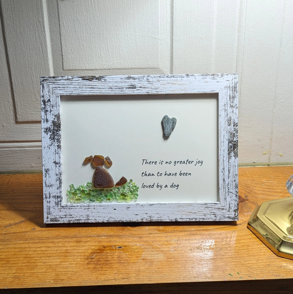 🥰Sea Glass Art Dog Pebble Art Gift for Dog Lovers Unique Gift