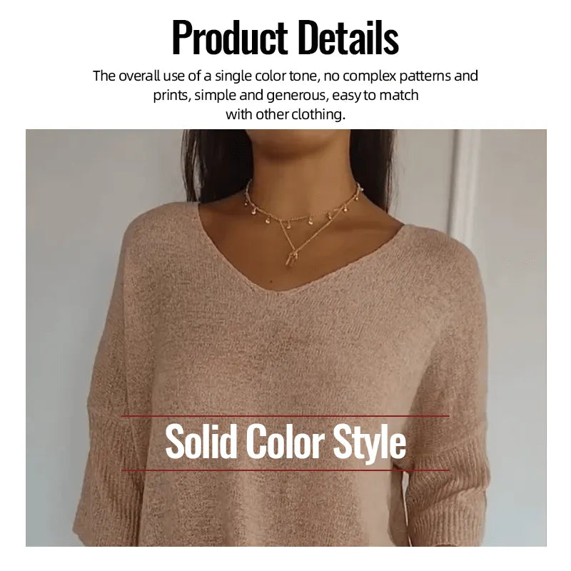 🔥Spring Sale 49% OFF - Solid V-neck knitted top